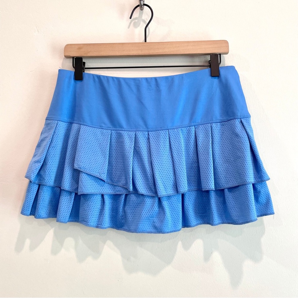 Lucky In Love Tennis Mesh Ruffle Pleated Hem Skort Skirt